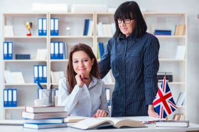 english class english teacher and a student