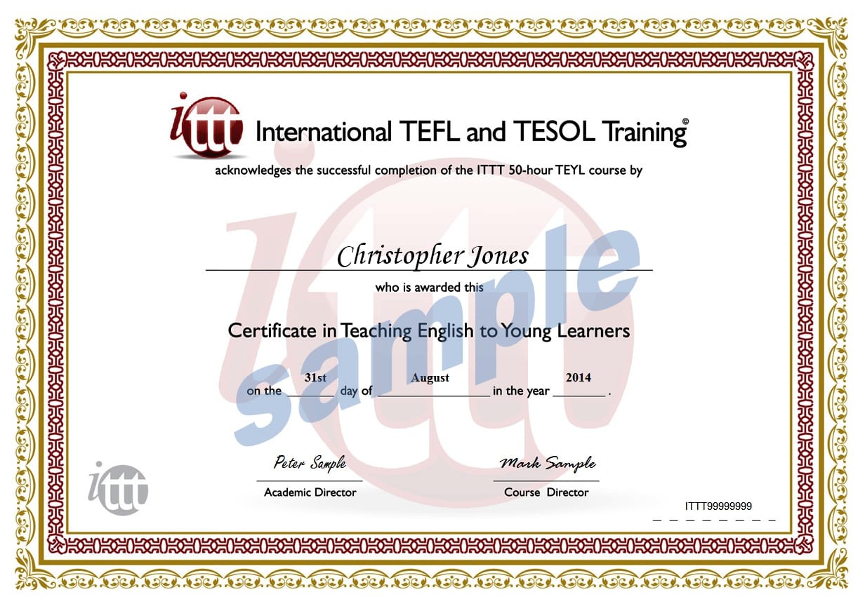 young learners 50 hour tefl certificate sample sample of certificates