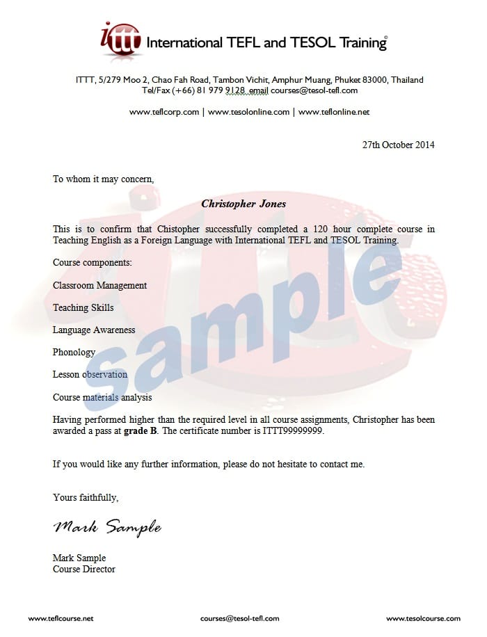 letter of completion sample