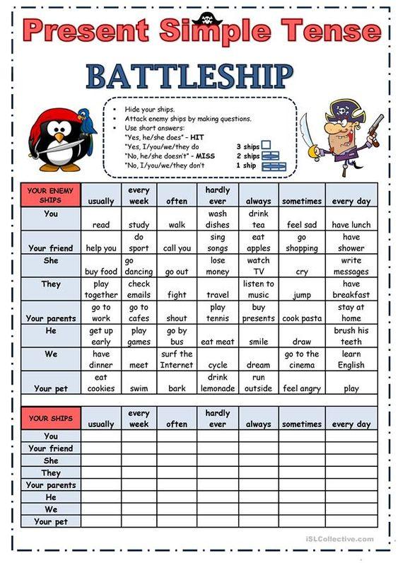 Grammar Corner Present Simple Battleship