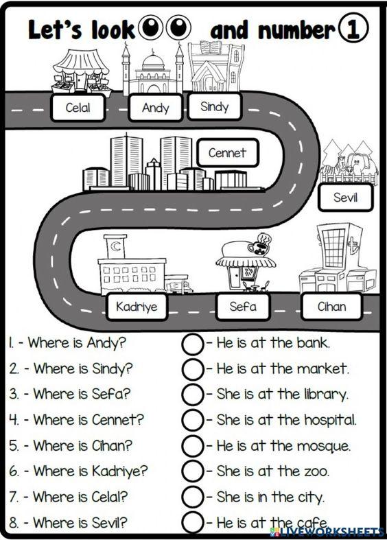 Grammar Corner In My City - Where are they? Worksheet