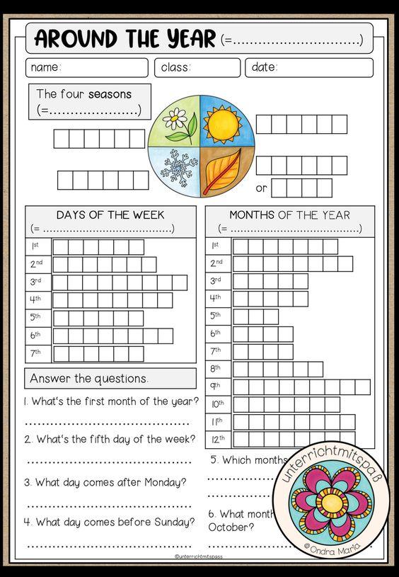 Grammar Corner Around the Year Worksheet