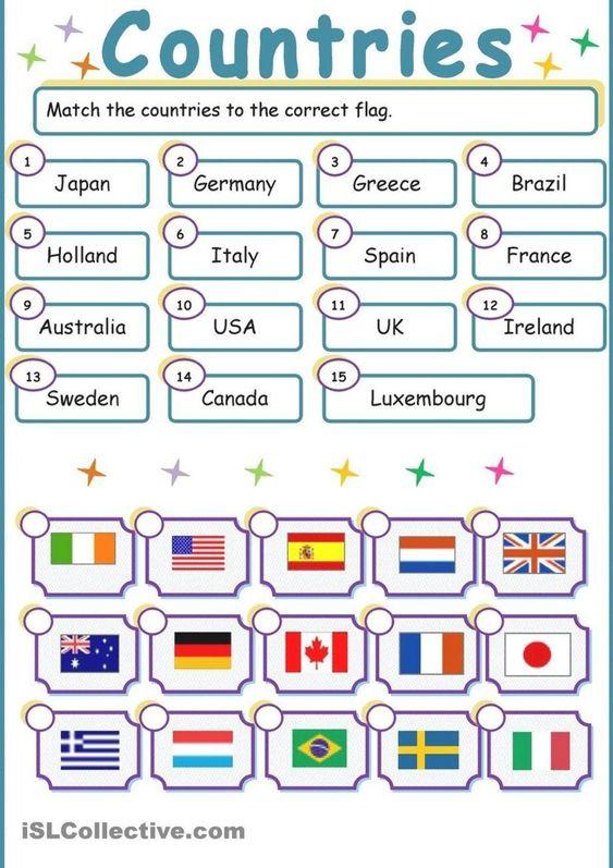 Grammar Corner ESL Worksheet Countries and Flags