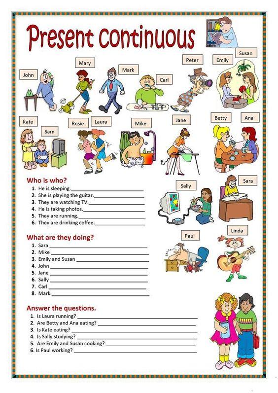 Grammar Corner Present Continuous English ESL Worksheet