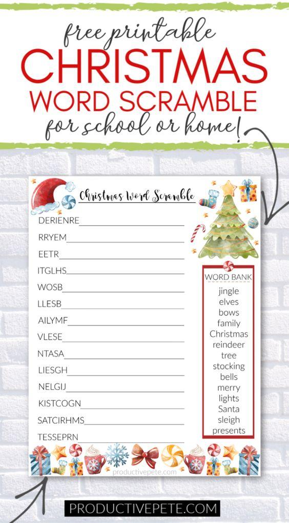Grammar Corner Christmas Word Scramble Worksheet