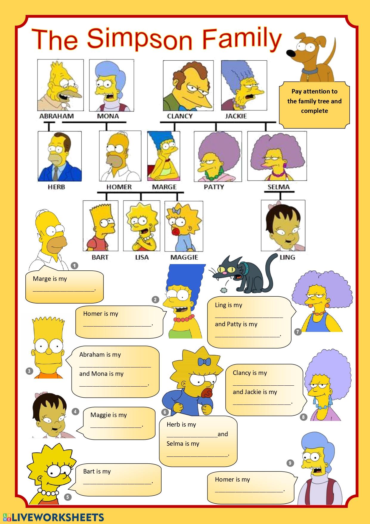 Grammar Corner The Simpsons Family Tree Worksheet