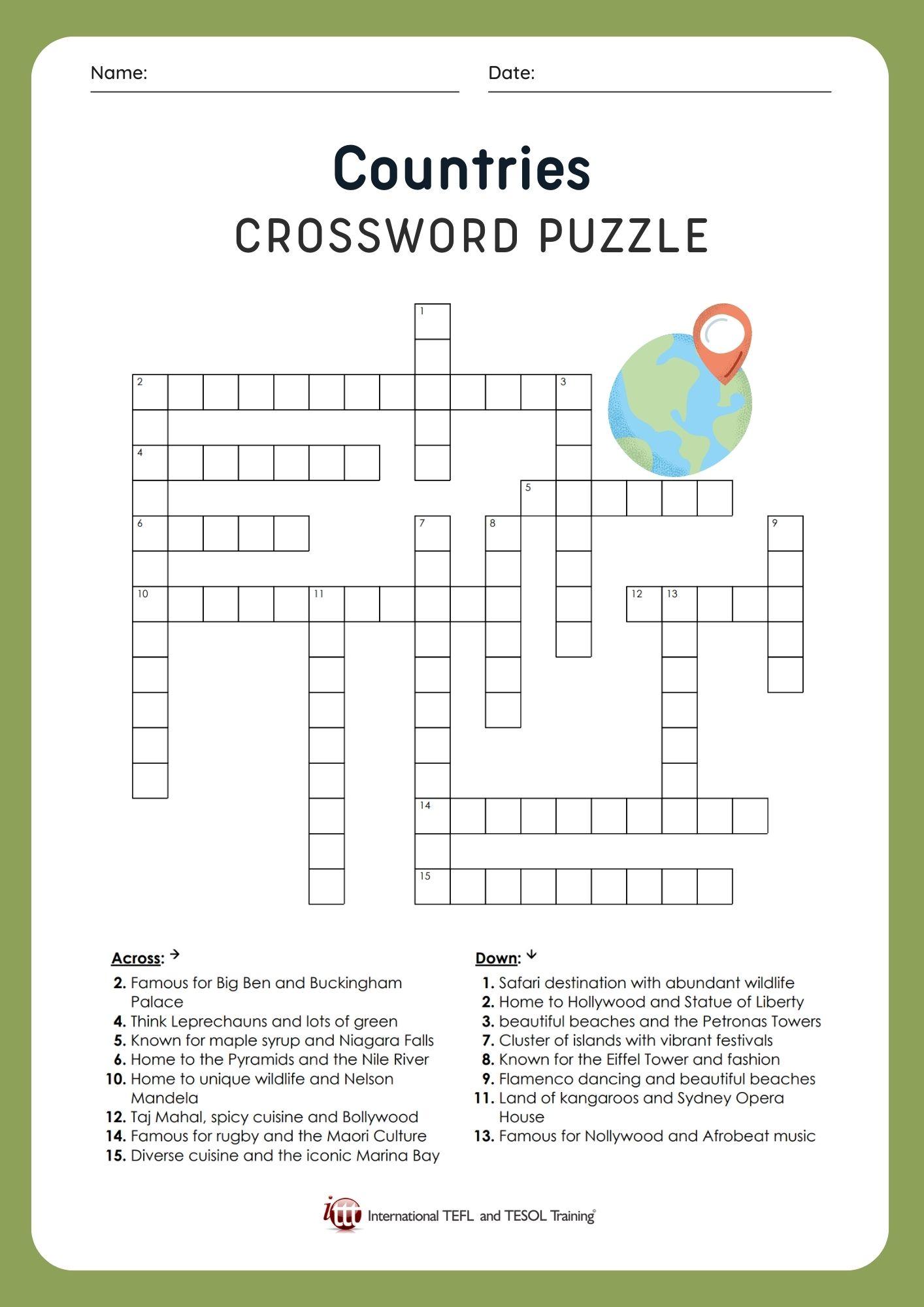 Grammar corner Countries EFL Crossword Puzzle Grammar Corner Countries EFL Crossword Puzzle
