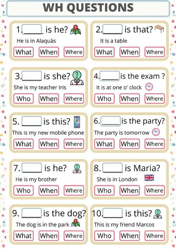 Grammar Corner Wh Questions Worksheet