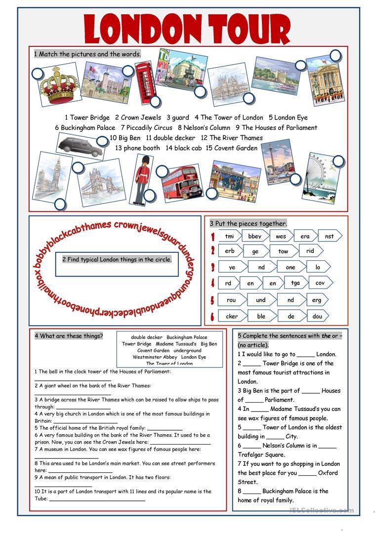 Grammar Corner London Tour Vocabulary Worksheet