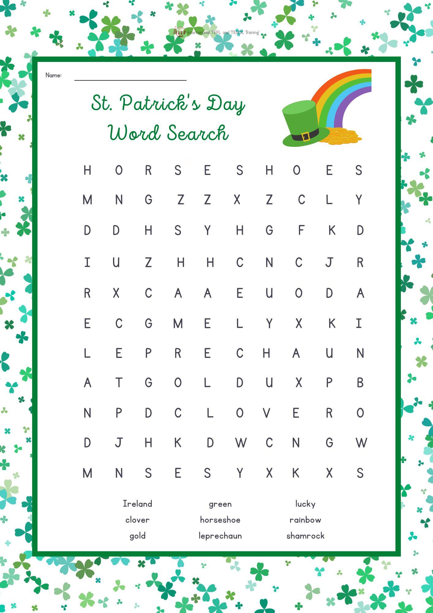 Grammar Corner St. Patrick's Day Word Search