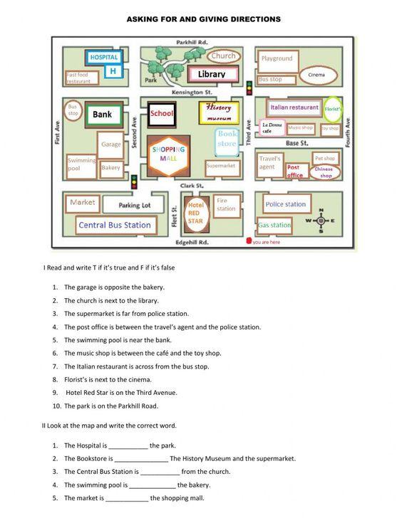 Grammar Corner Asking for and Giving Directions ESL Worksheet