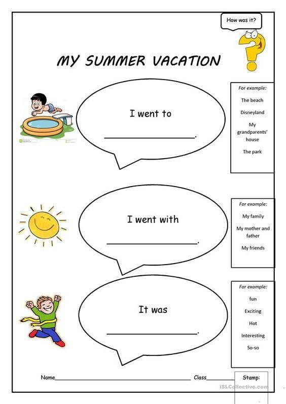 Grammar Corner My Summer Vacation Worksheet