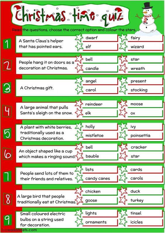 Grammar Corner Christmas Time Quiz Worksheet