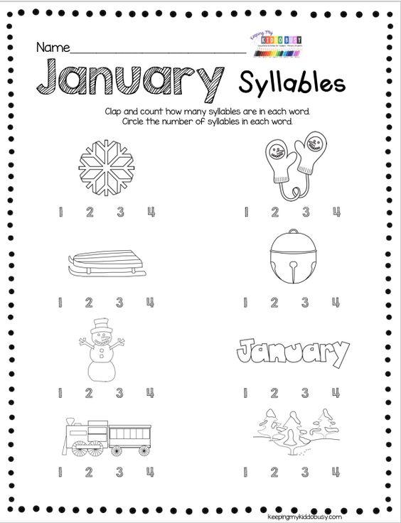 Grammar Corner January Syllables Practice Worksheet