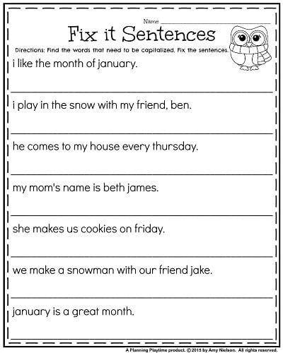 Grammar Corner Fix it Sentences for January