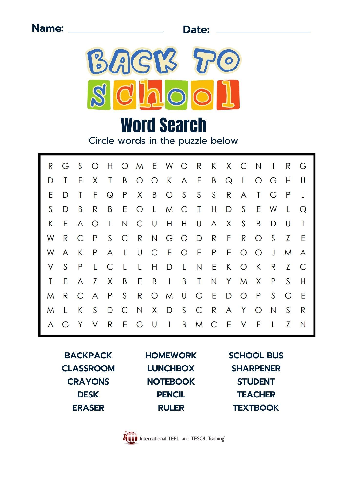 Grammar corner Back To School Vocabulary EFL Word Search Grammar Corner Back To School Vocabulary EFL Word Search