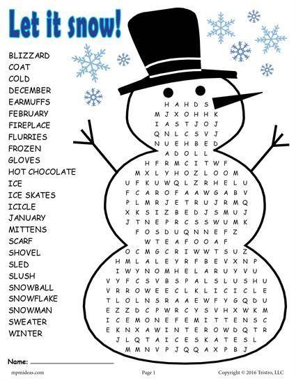 Grammar Corner Printable ESL Winter Word Search