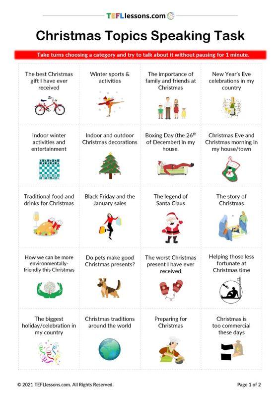 Grammar Corner Christmas Speaking Activity