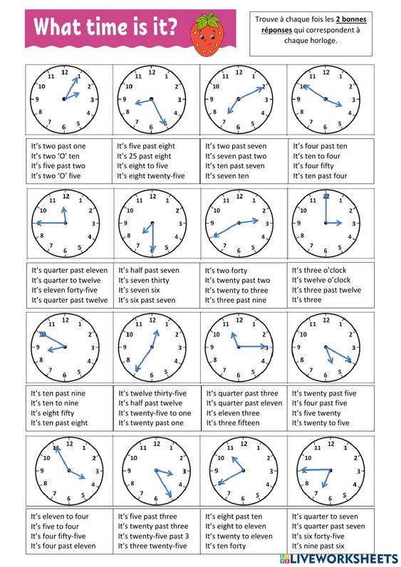 Grammar corner What time is it? Worksheet Grammar Corner What time is it? Worksheet