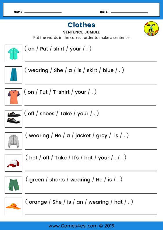Clothes Vocabulary ESL Worksheet For Beginners