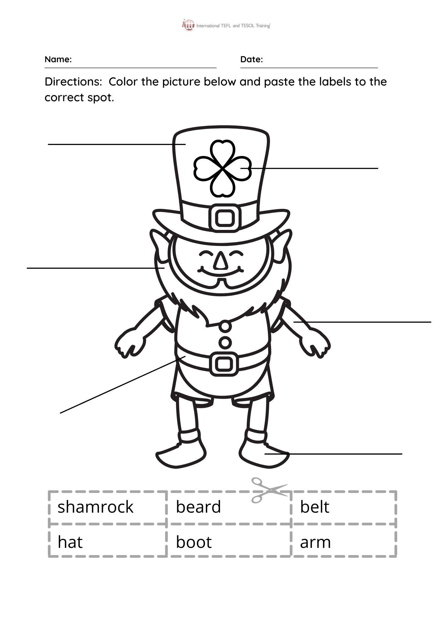 Grammar corner Little Leprechaun Labeling Grammar Corner Little Leprechaun Labeling