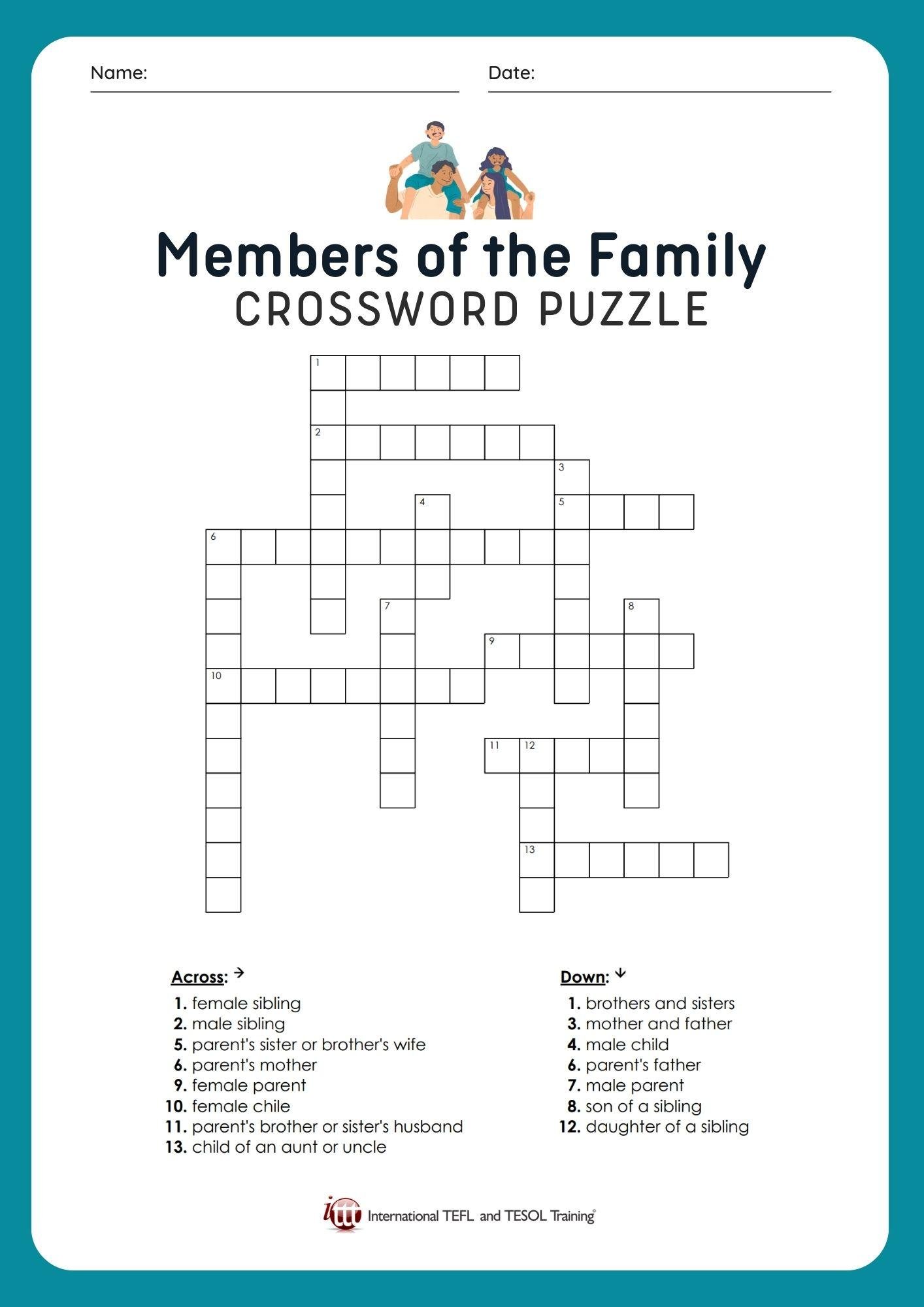 Grammar corner EFL Members of the Family Crossword Puzzle Grammar Corner EFL Members of the Family Crossword Puzzle