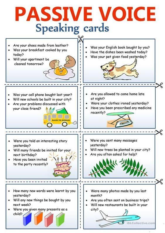 Grammar Corner Passive Voice Speaking Cards