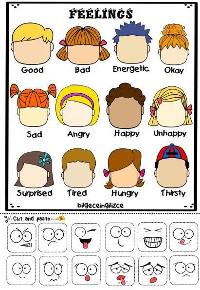 Grammar corner Feelings Cut Out Worksheet Grammar Corner Feelings Cut Out Worksheet