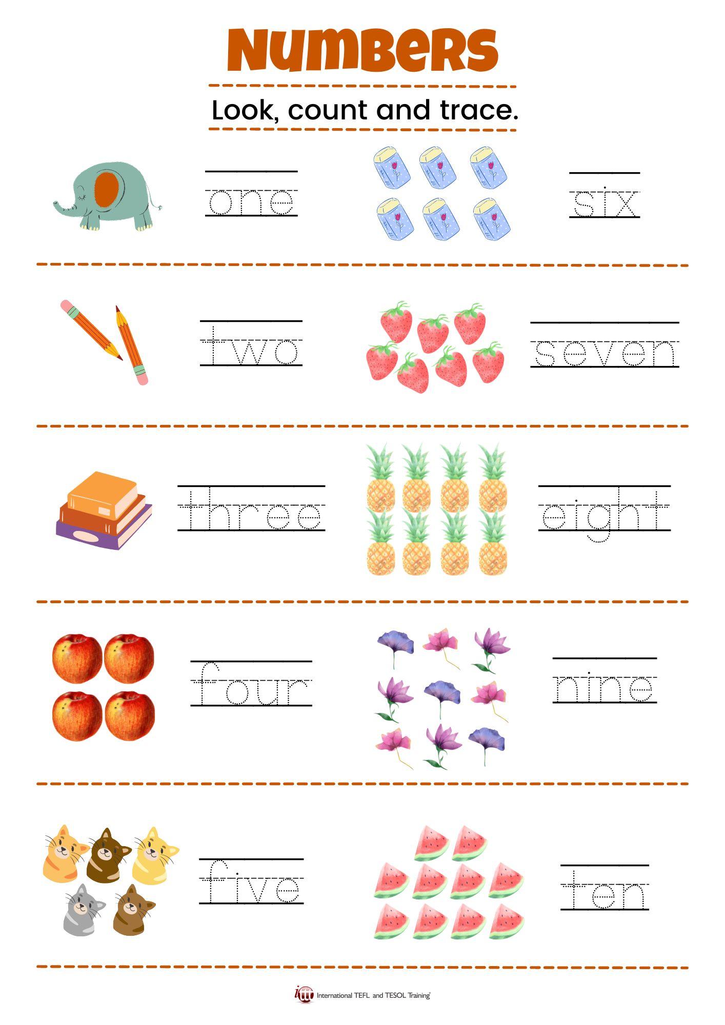 Grammar corner EFL Numbers 1-10 Worksheet Grammar Corner EFL Numbers 1-10 Worksheet