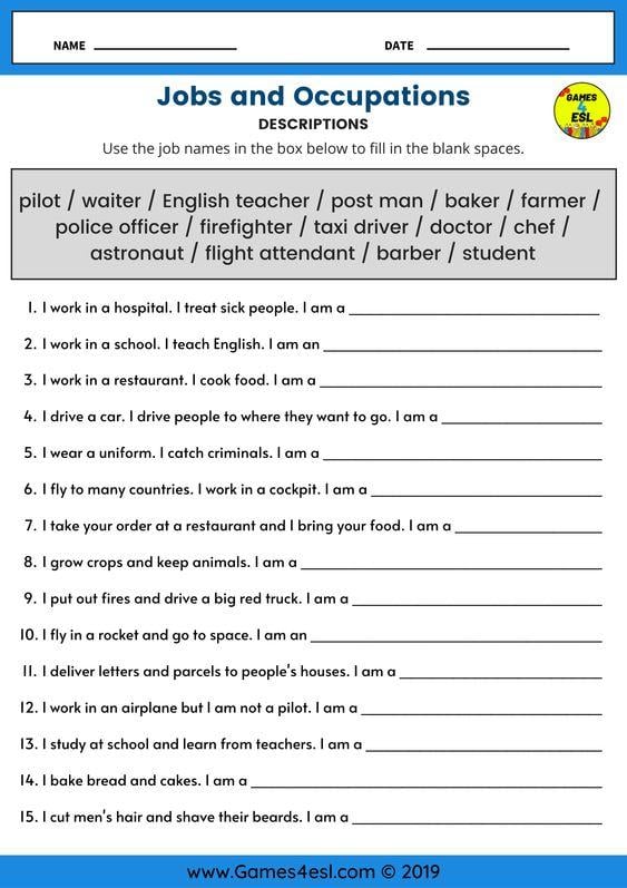 Grammar Corner Job Descriptions ESL Worksheet