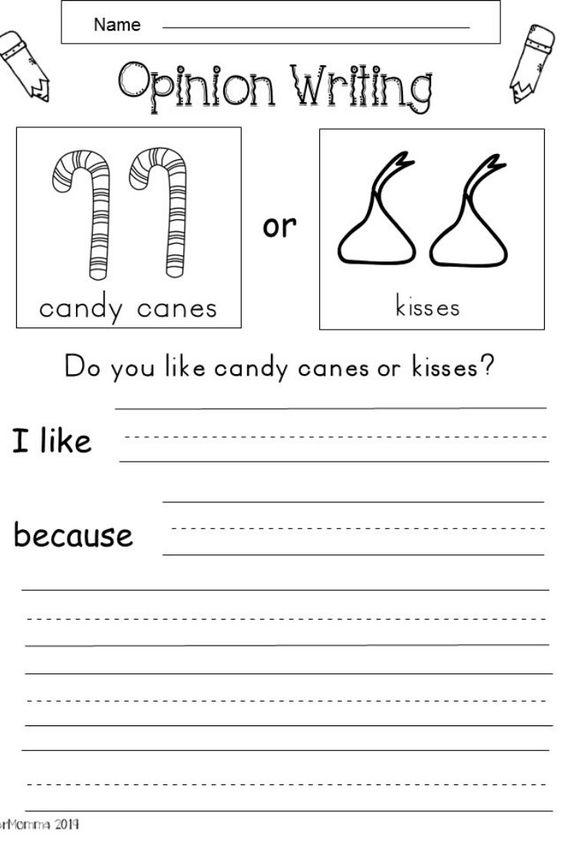 Grammar Corner Opinion Writing: Candy Canes or Kisses?