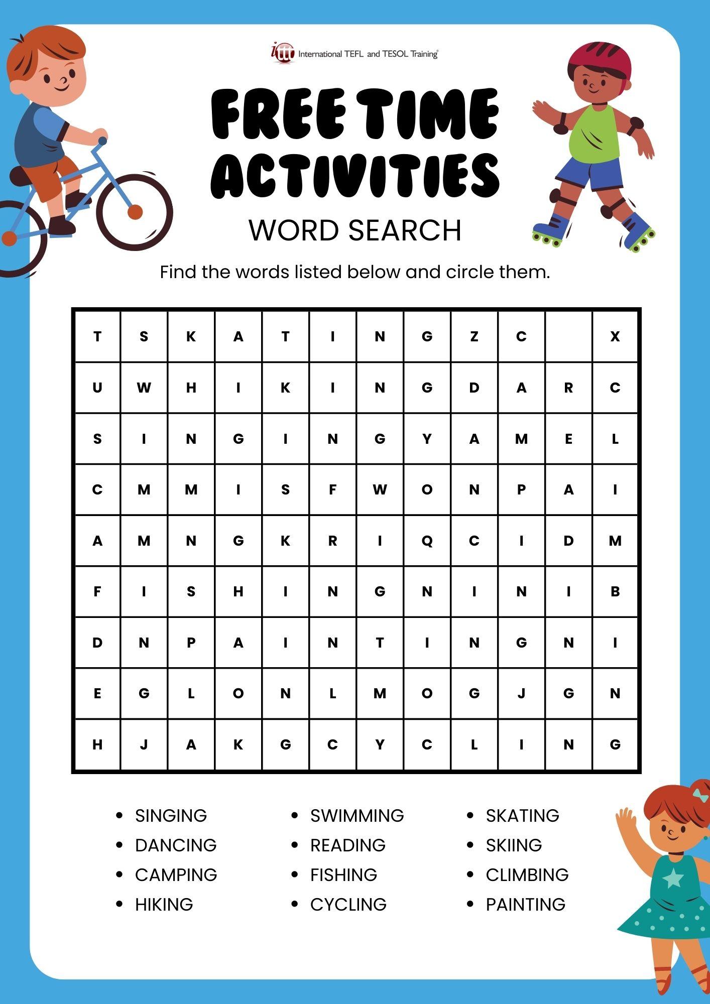 Grammar corner EFL Free Time Word Search Grammar Corner EFL Free Time Word Search