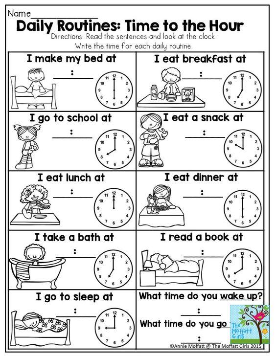 Grammar Corner Daily Routines: Time to the Hour