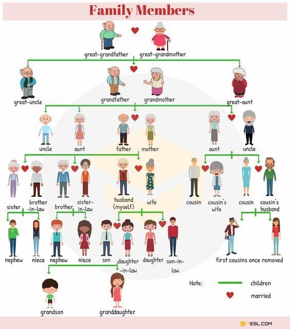 Grammar Corner Family Relationship Chart: Family Tree Chart with Family Words