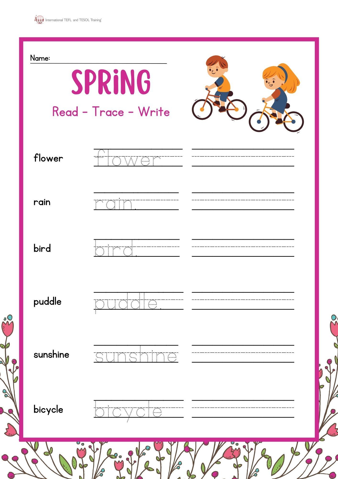 Grammar corner SPRING Read - Trace - Write EFL Activity Grammar Corner SPRING Read - Trace - Write EFL Activity
