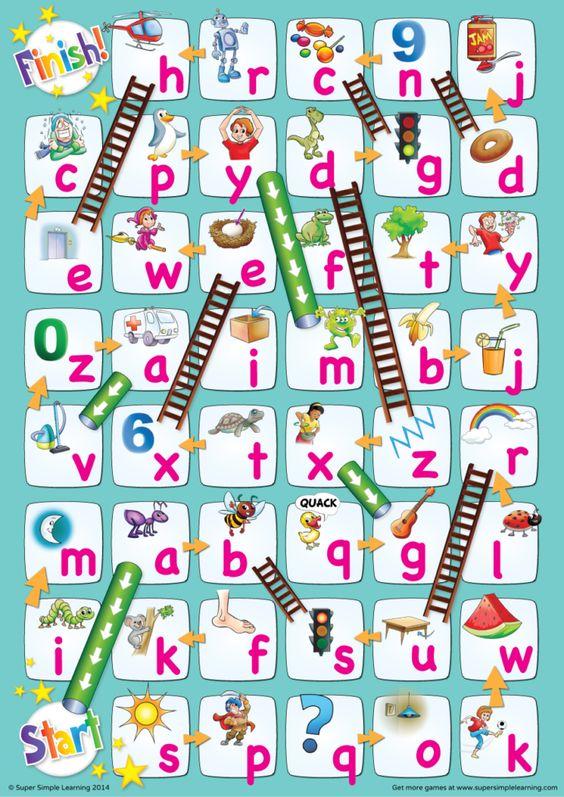 Grammar Corner Lowercase Alphabet Chutes & Ladders Game