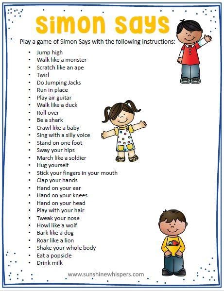 Grammar Corner Simon Says Printable Ideas