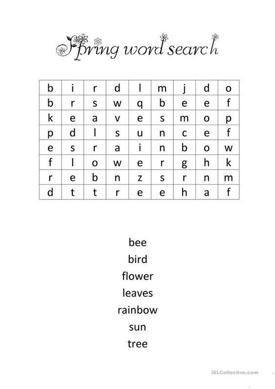 Grammar Corner Spring Word Search