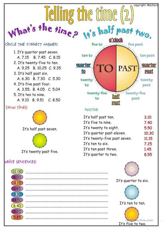 Grammar Corner Telling the Time Worksheet 