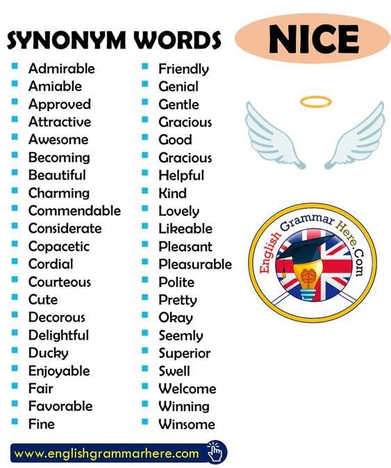 Synonym Words for NICE | ✔️ ✔️ ✔️ ITTT