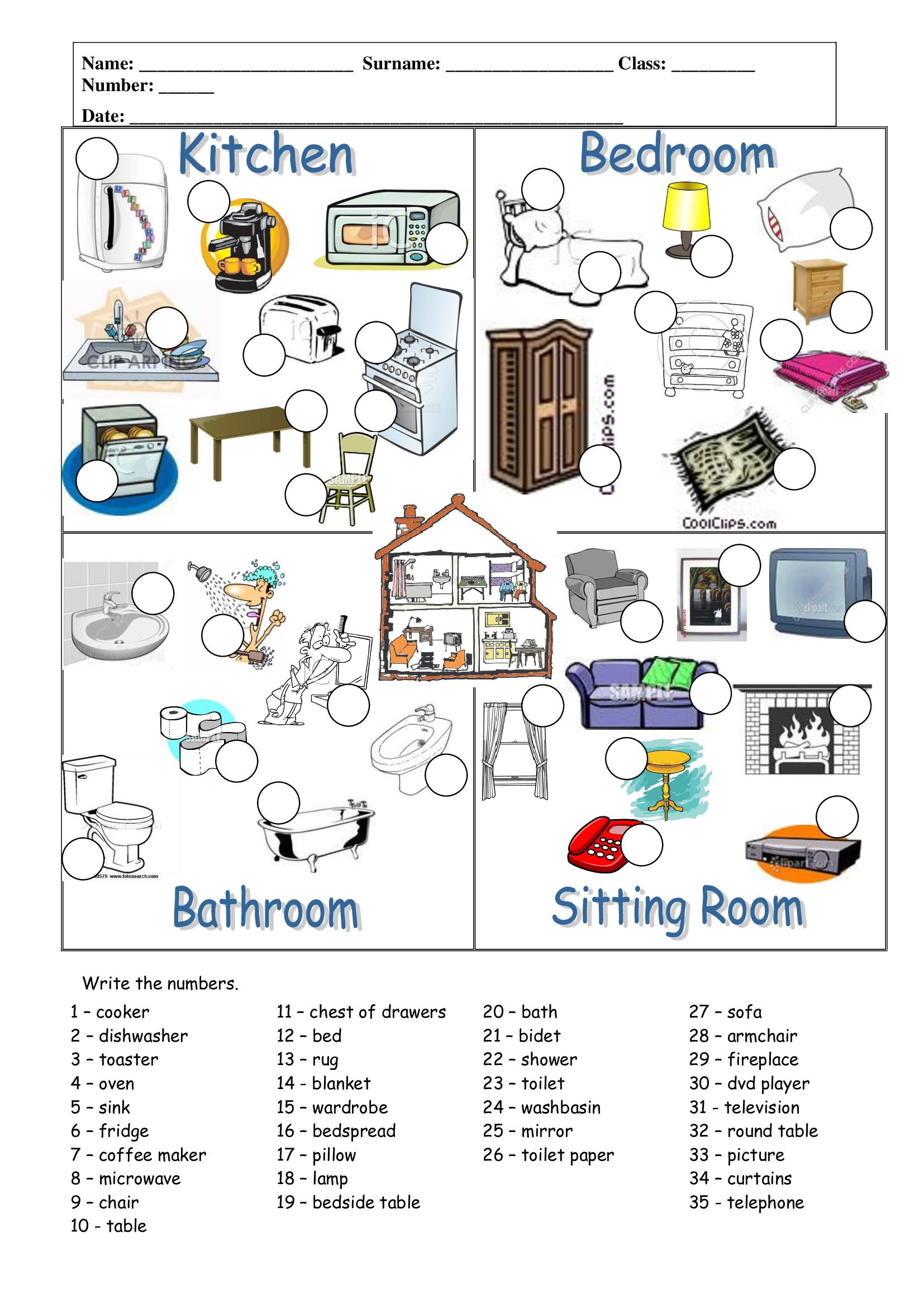 Grammar Corner English ESL Furniture Worksheet
