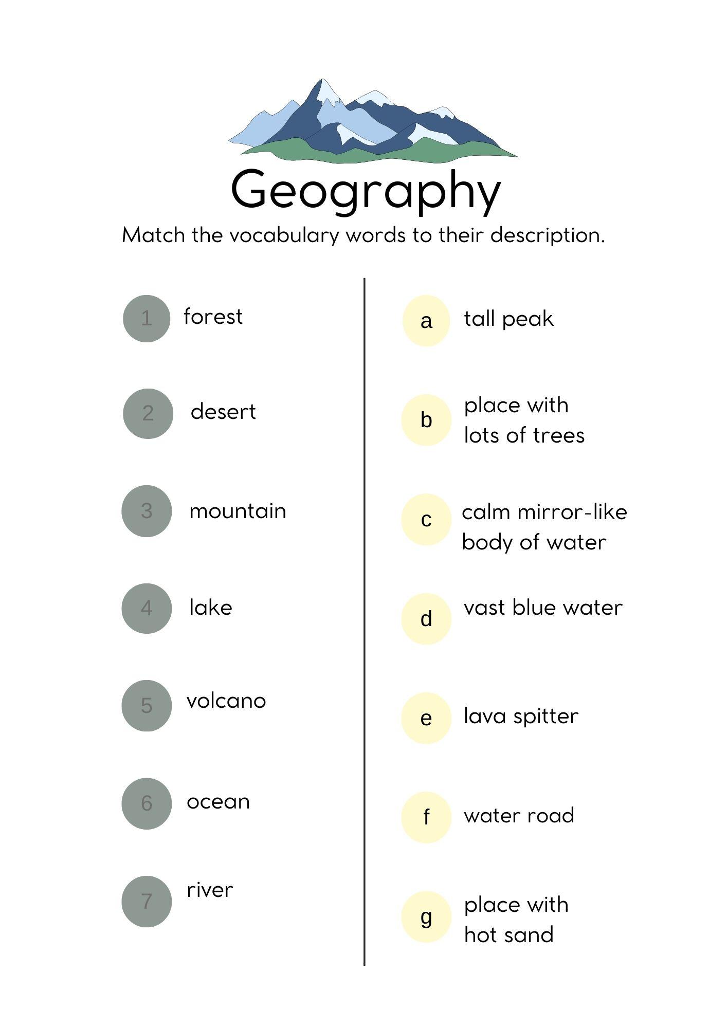 Grammar Corner EFL Word Match Geography