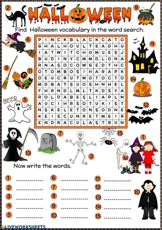 Grammar Corner Halloween Word Search