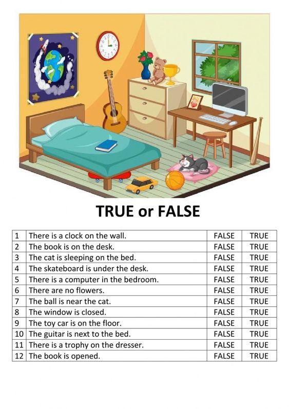 Grammar Corner True or False Picture Description