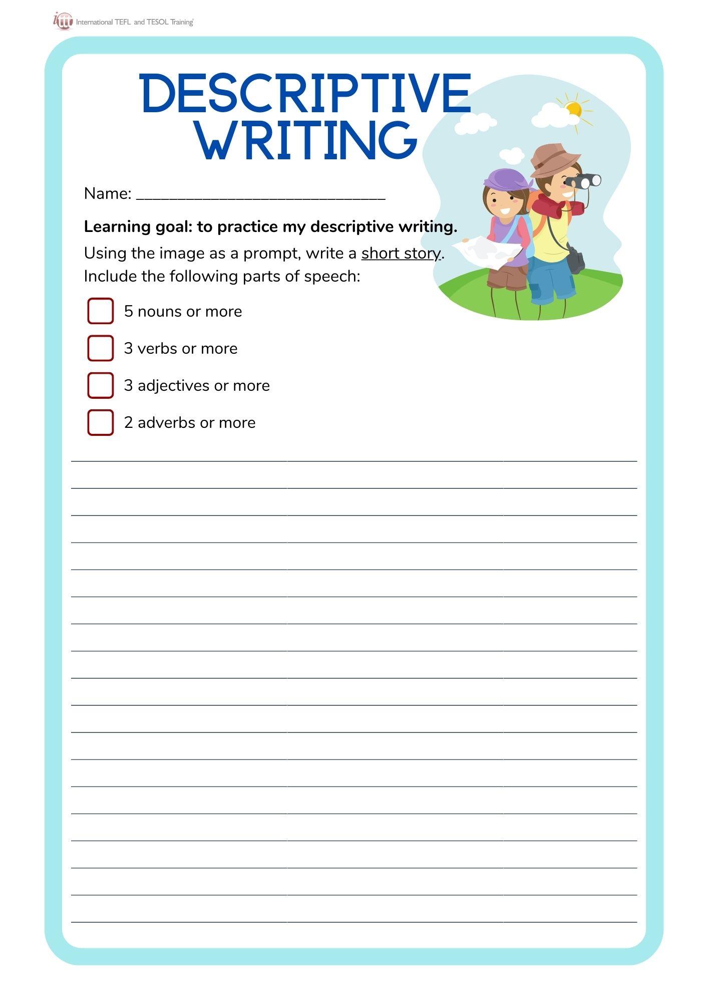 Grammar corner EFL Descriptive Writing Activity Grammar Corner EFL Descriptive Writing Activity
