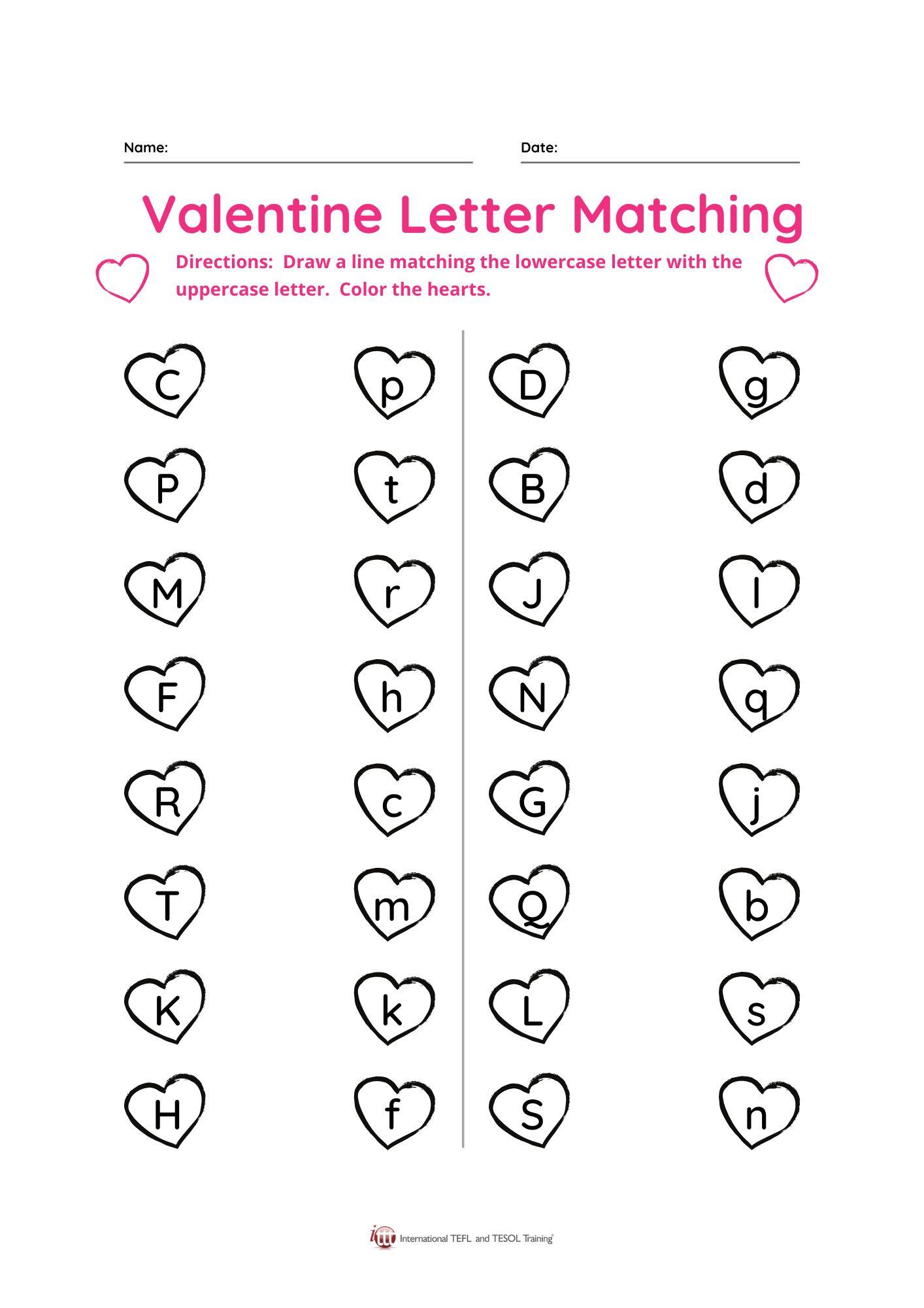 Grammar Corner Valentine Letter Matching