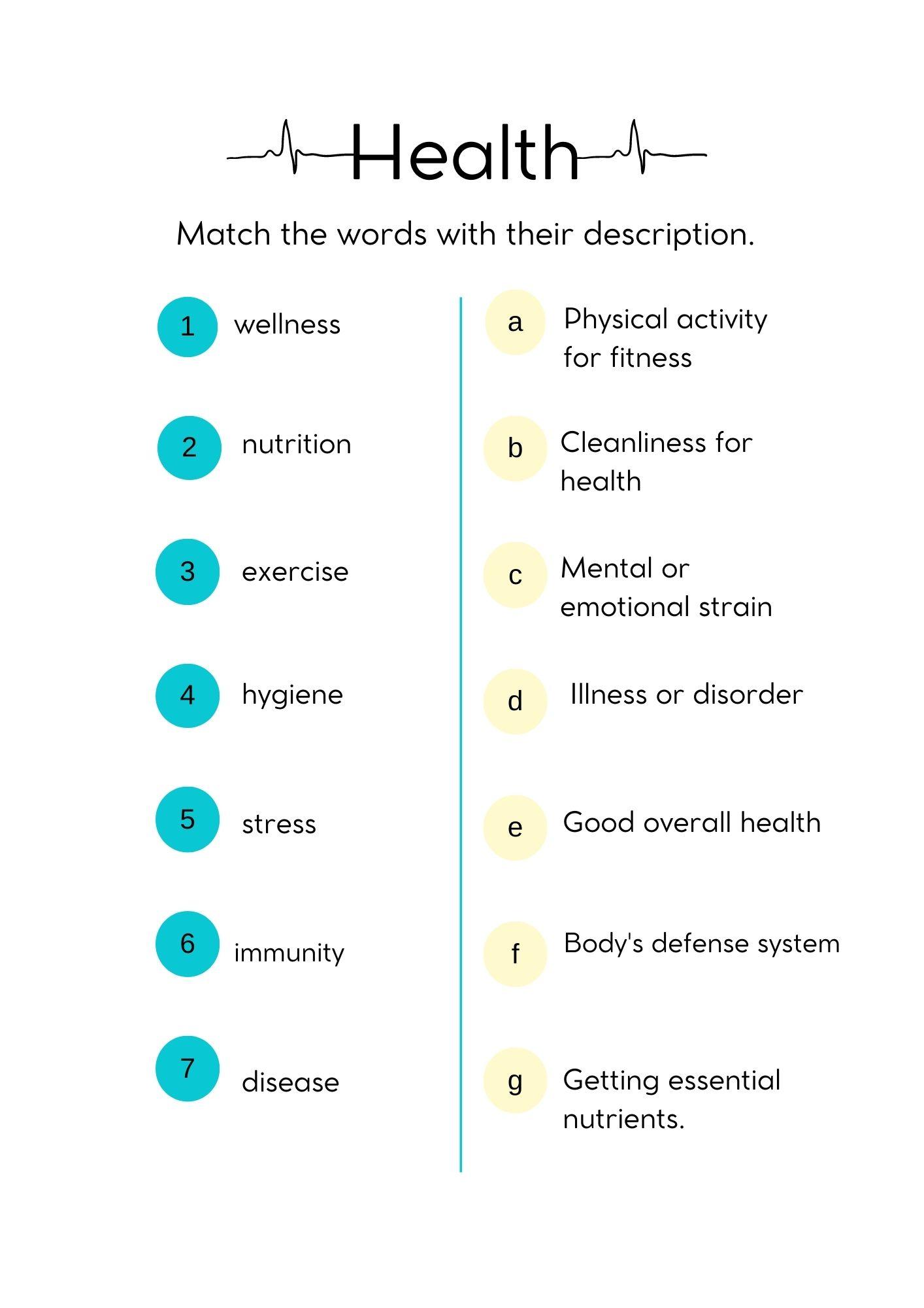 Grammar Corner EFL Word Match Health