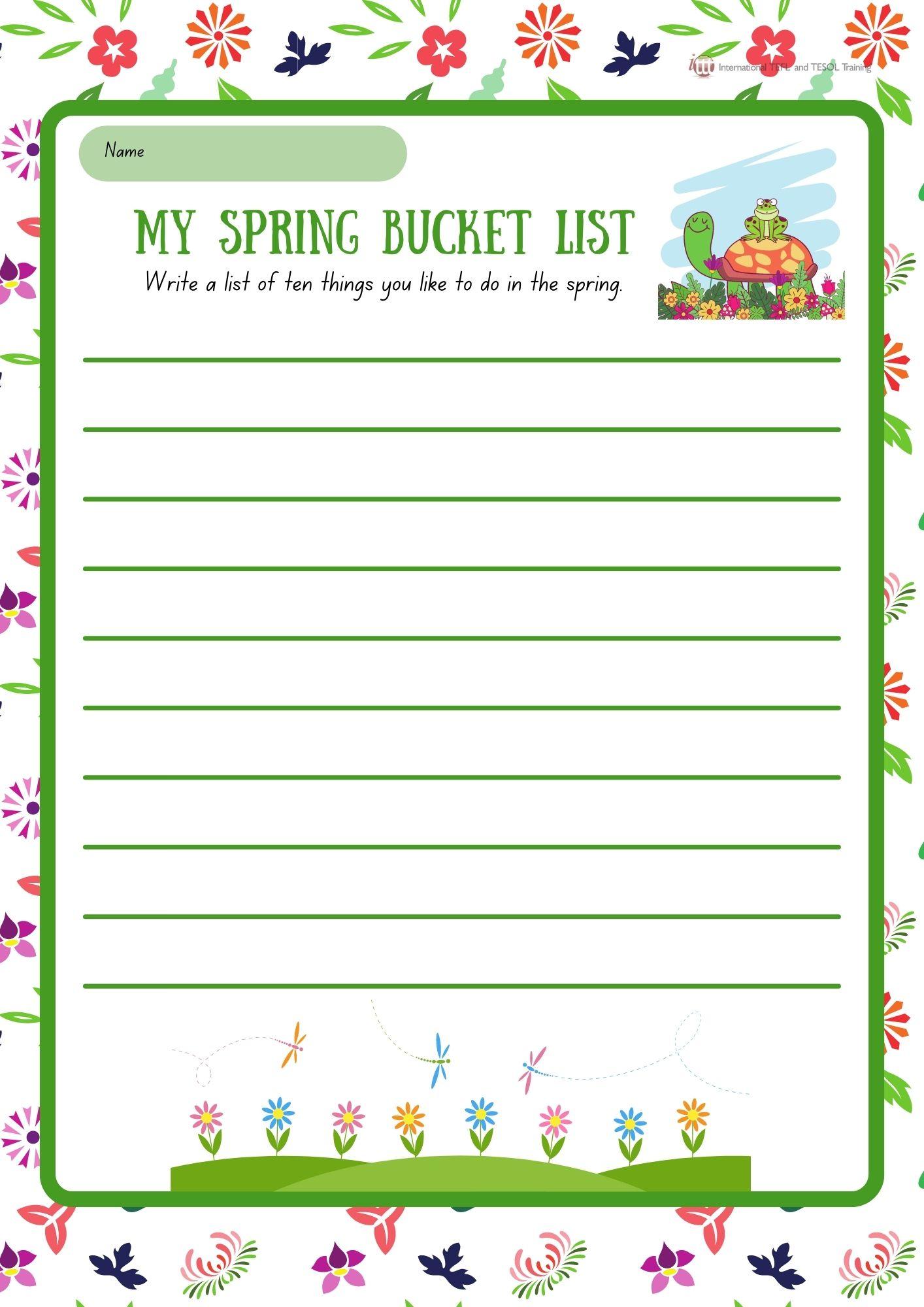 Grammar Corner My Spring Bucket List