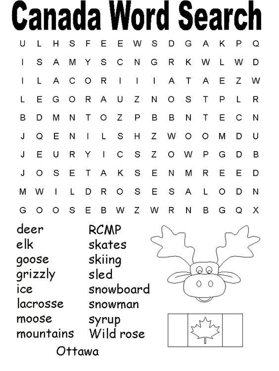 Grammar Corner Canada Word Search