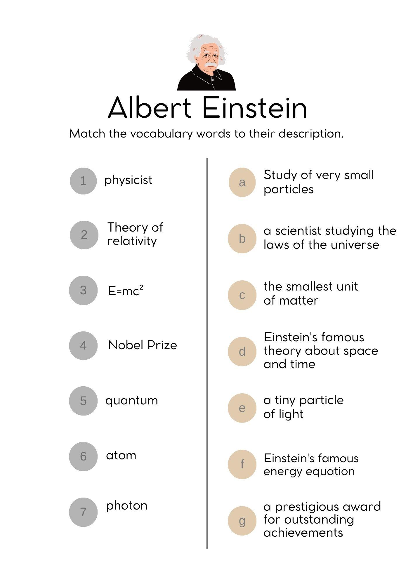 Grammar Corner EFL Albert Einstein Word Match